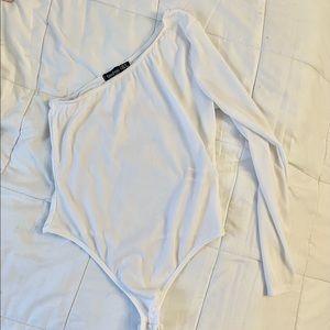 White one shoulder bodysuit